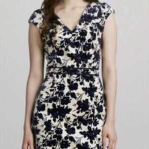 Tory Burch Dayton Floral Jacquard Dress Navy Velvet Roses Size 6
